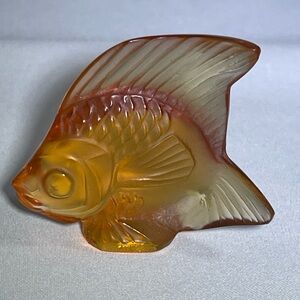 Lalique Crystal Signed Fish Sculpture AMBER